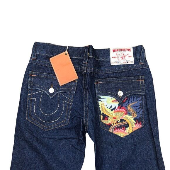 BRAND New Vintage True Religion Embroidered Jeans Size 36 BILLY Blue - Picture 1 of 13
